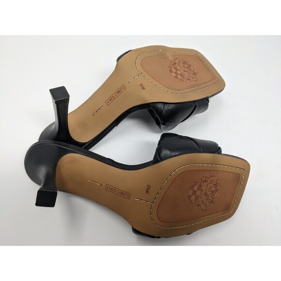Vince Camuto Brelanie Woven Black Leather Heel Sandal Square Toe 6.5 M NWOB $99 - Picture 7 of 7